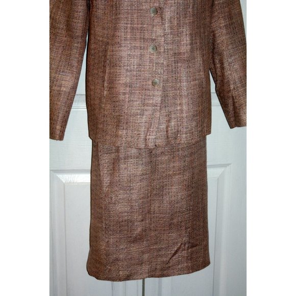 ANN FREEDBERG size 8 pale pink and tan  skirt suit - Picture 3 of 10